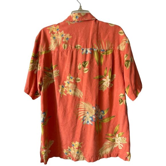 Men's Tommy Bahama Silk Hawaiian Shirt Pink Beige Blue Florals - Picture 4 of 7